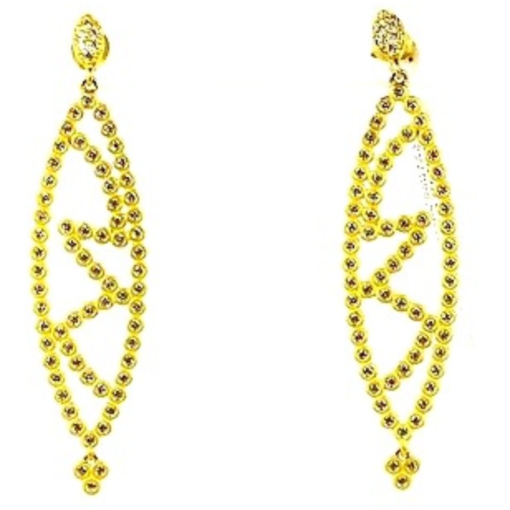 Freida Rothman Sterling Silver 14k Gold Plated Cz Elongated Earrings 85$
